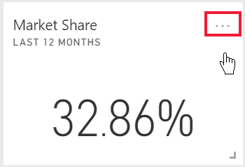 Screenshot of a card tile showing market share, with an ellipsis called out in the upper right corner.