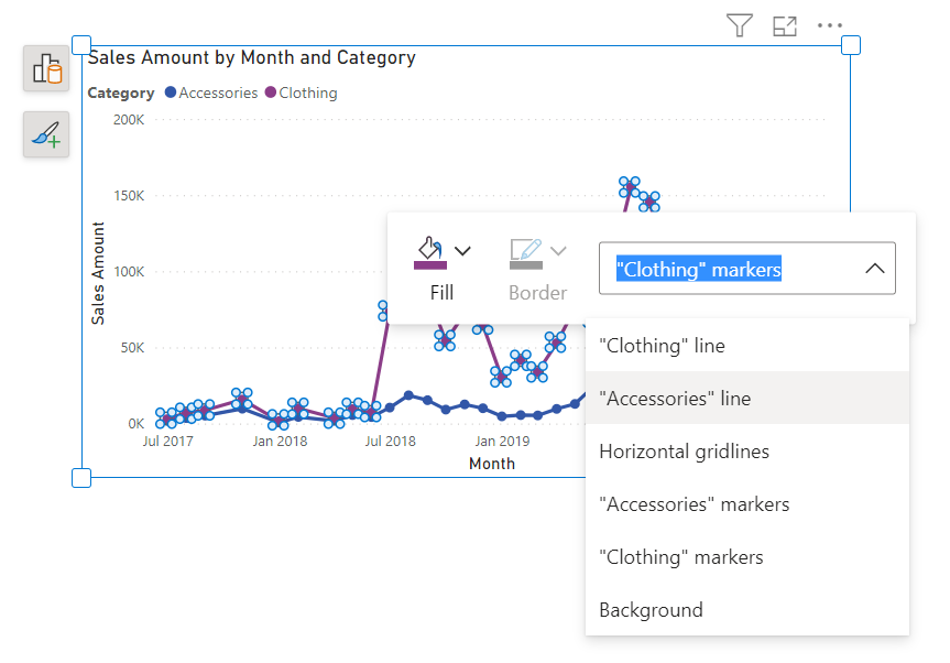 螢幕擷取畫面顯示選取重疊的元素。