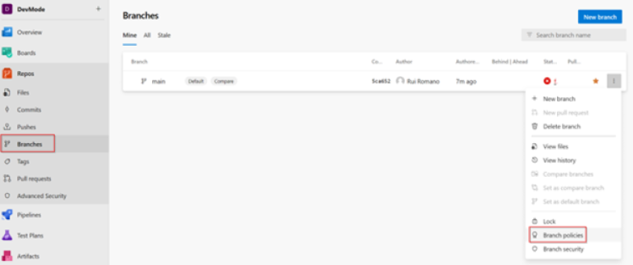 顯示分支原則的螢幕擷取畫面。