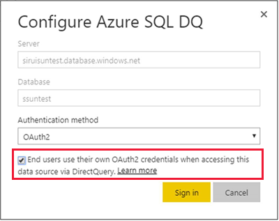 設定 Azure SQL DQ 對話方塊