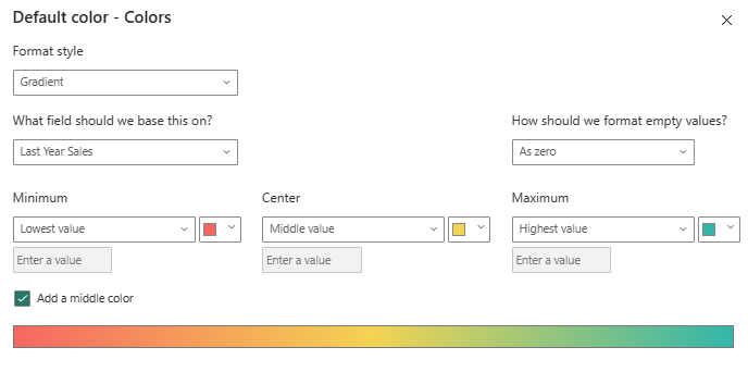 預設色彩條件式格式設定畫面的螢幕擷取畫面。