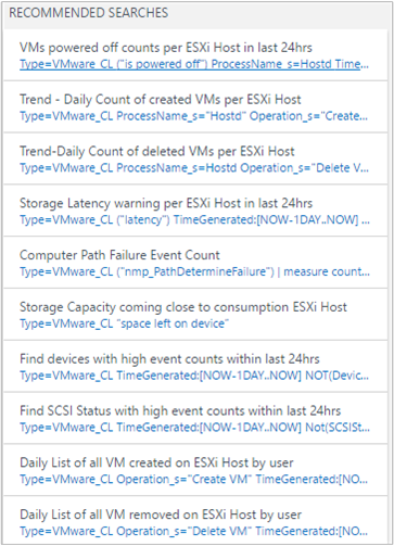 螢幕快照顯示建議的搜尋，這是有用的預存查詢。