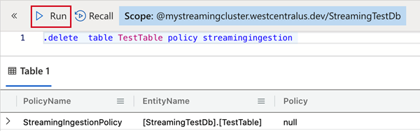 刪除 Azure Data Explorer中的串流擷取原則。