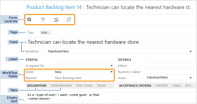 Work item type form controls