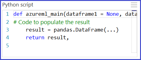 模組參數方塊中的範例 Python 程式碼
