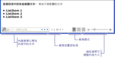 螢幕擷取畫面：呈現的 FlowDocument 範例