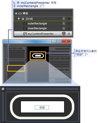 將某個按鈕移至另一個按鈕上的方式