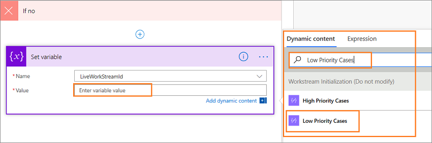 Set variable value Set the If no variable value.