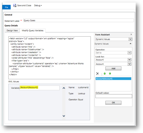 Set Variables for querying CRM data