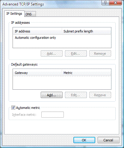 The IP Settings tab