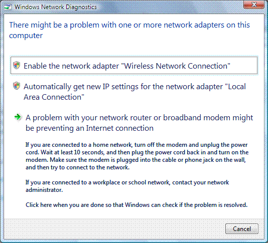 Example of an NDF dialog box that offers the user corrective options