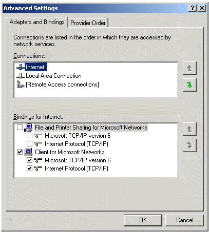 The Advanced Settings dialog box