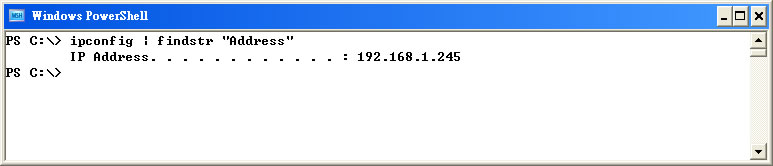 圖 2 ipconfig | findstr "Address"執行結果