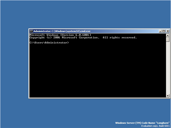Server Core 的 Command line 頁面