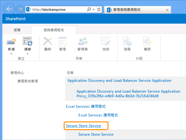 選擇 [Secure Store Service]