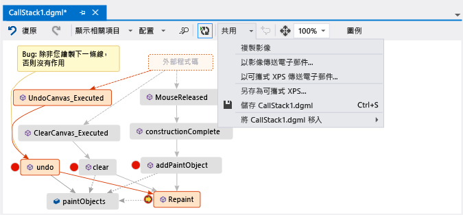 與其他人共用堆疊呼叫 Code Map