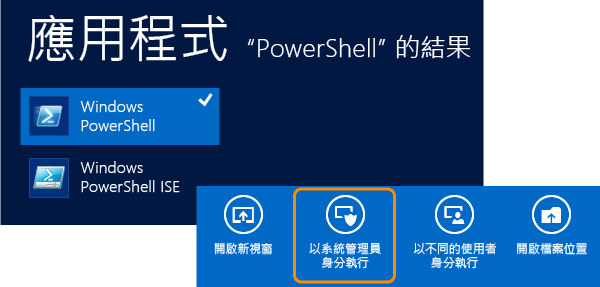 以系統管理員身分開啟 Windows PowerShell