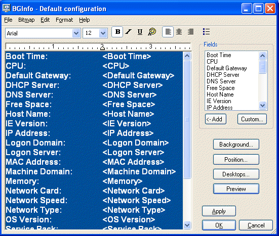 BGInfo Screenshot
