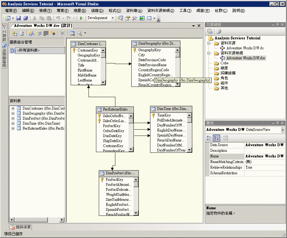 Adventure Works DW 資料來源檢視