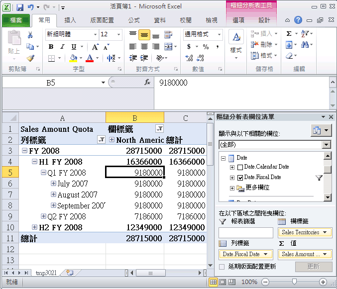 正確建立維度的銷售配額量值群組