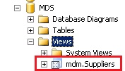 SQL Server Management Studio - mdm.Suppliers 檢視