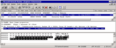 Figure 3 Attempts to connect to the system over port 445 yield no response