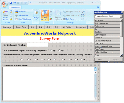 [圖 B] Outlook 2007 中的 [開發人員] 索引標籤