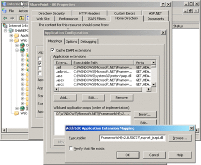 Figure 2 Wildcard application map for ASP.NET ISAPI filter