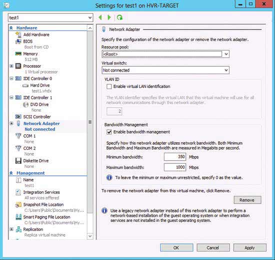 You can control both minimum and maximum bandwidth used by a VM