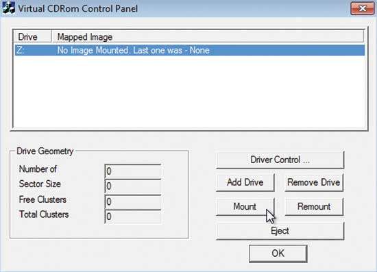 Select Mount to activate the drive.