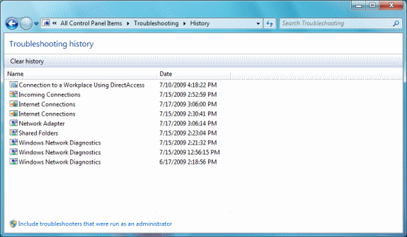 Figure 3: An example of troubleshooting history