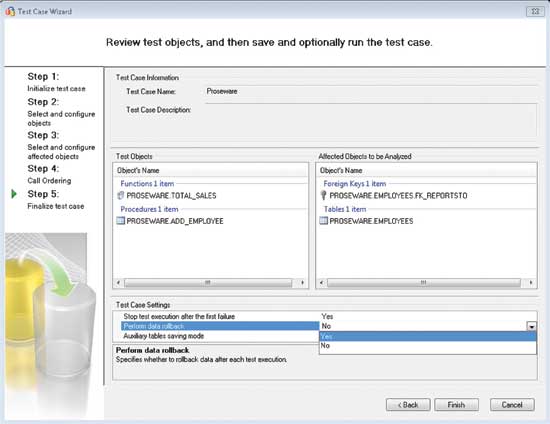 Defining test case settings