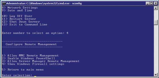 You can use the SCONFIG utility to enable Windows PowerShell