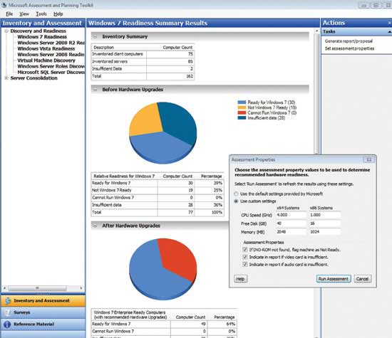 A Windows 7 Readiness Report in the Microsoft Assessment and Planning Toolkit