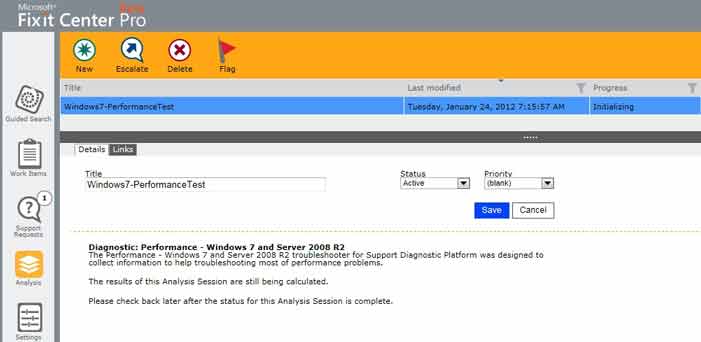 You can check progress or continue working while the analysis is taking place.