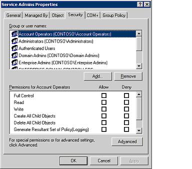 Service Admin Properties