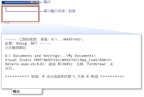 包含建置資訊的輸出視窗