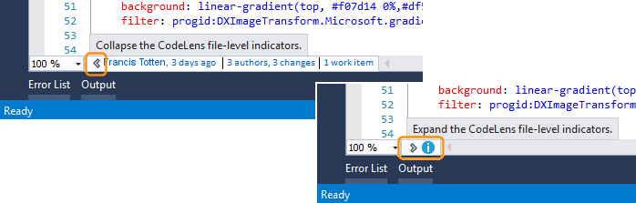 CodeLensFileLevelOnAndOff Turn file-level indicators on and off