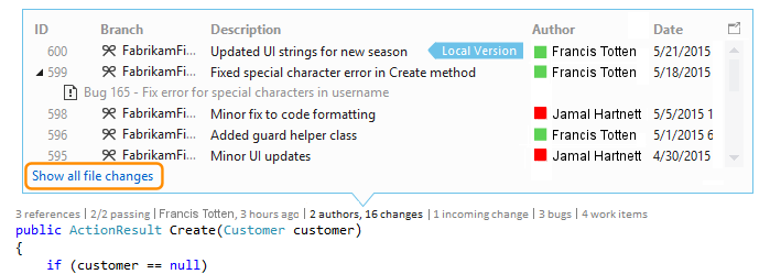 CodeLensShowsAllChanges Show all code changes