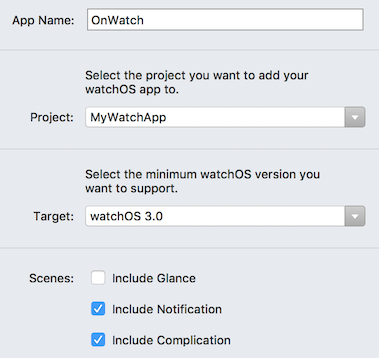 選擇哪個 iOS 應用程式項目應該包含監看應用程式