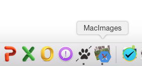 macOS 擴充座中應用程式圖示的範例
