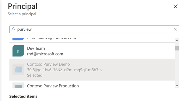 選擇您的 Microsoft Purview 帳戶為主要帳戶的截圖。
