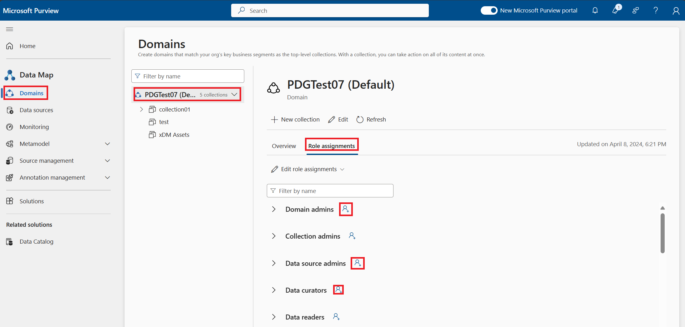 Screenshot of adding required access permissions to a collection.