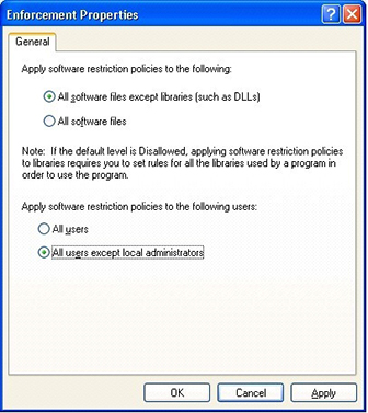 圖 6.8 [強制內容] 對話方塊，顯示檔案和使用者強制選項