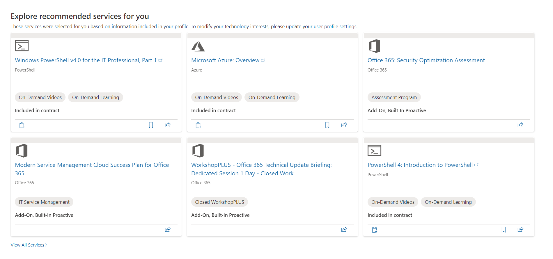 合約包含的服務清單。