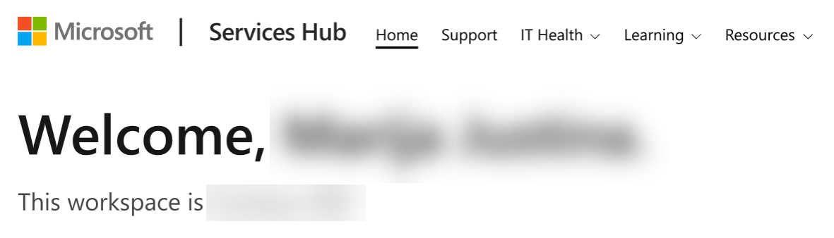 存取 Services Hub 功能的主要導覽列。