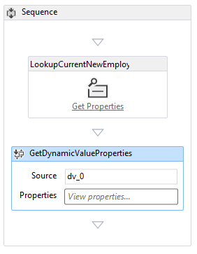 The workflow designer with two activities: a List Item Lookup and a Get Dynamic Values.