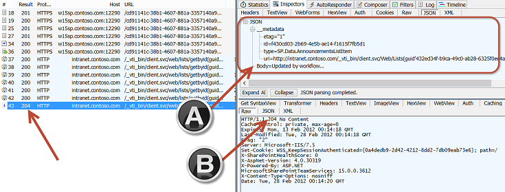 Figure 11. Updating the list item in SharePoint
