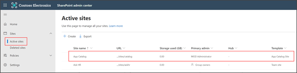 SharePoint 系統管理中心內的使用中網站