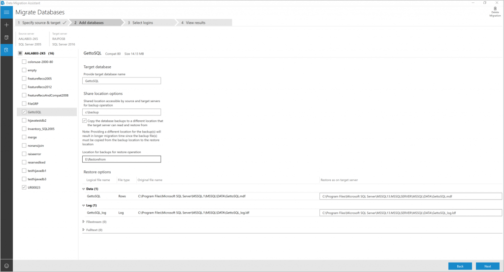 Option to copy database backups to different location